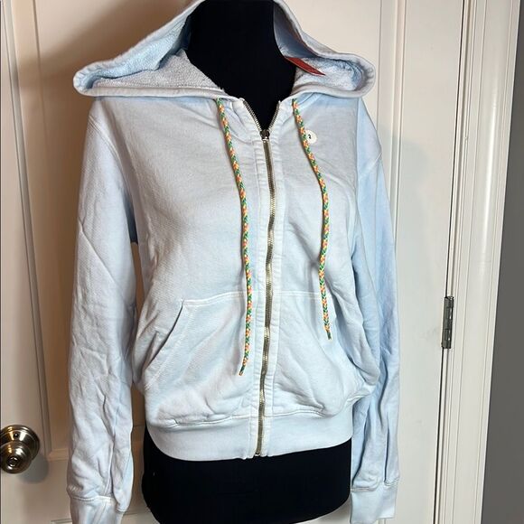 BWNT - SUNDRY ZIP COTTON HOODIE SKY BLUE - 2 - Picture 2 of 7